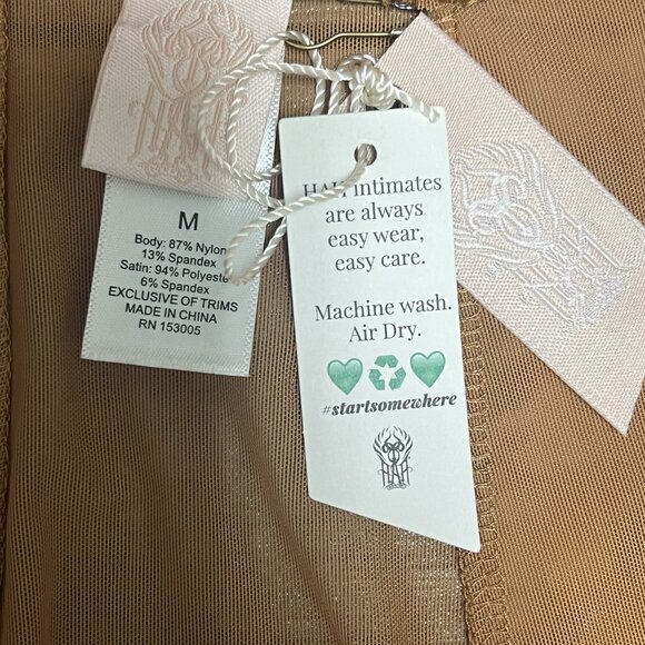 NWT $48 HAH X Free People Hi Waisted Panty Size Medium Brown Sugar Sheer Pin Up - Picture 11 of 12